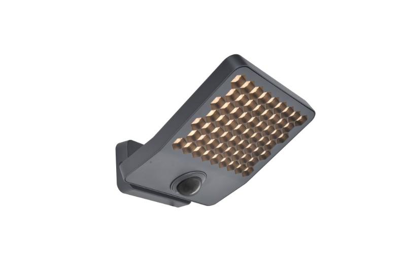 LUTEC ATLANTIS MEDIUM LED VÆGLAMPE 1 LYS PIR MØRKEGRÅ 3000K