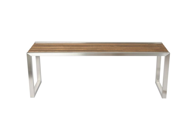 LASTEIN - 130 CM - BÆNK I RUSTFRIT STÅL - VALNØDDE TRÆ